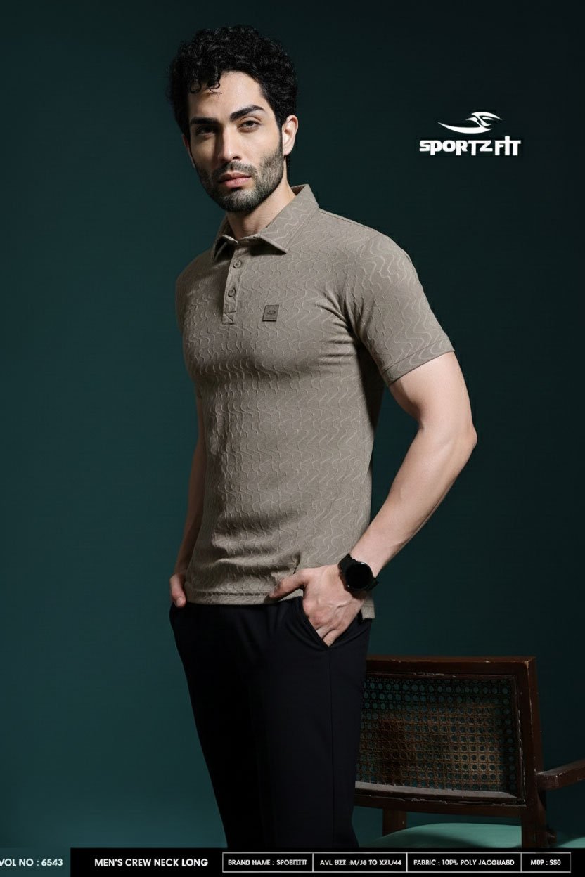 Men Collar Neck T-Shirt  | Khaki Brown | XXL |  SBT41